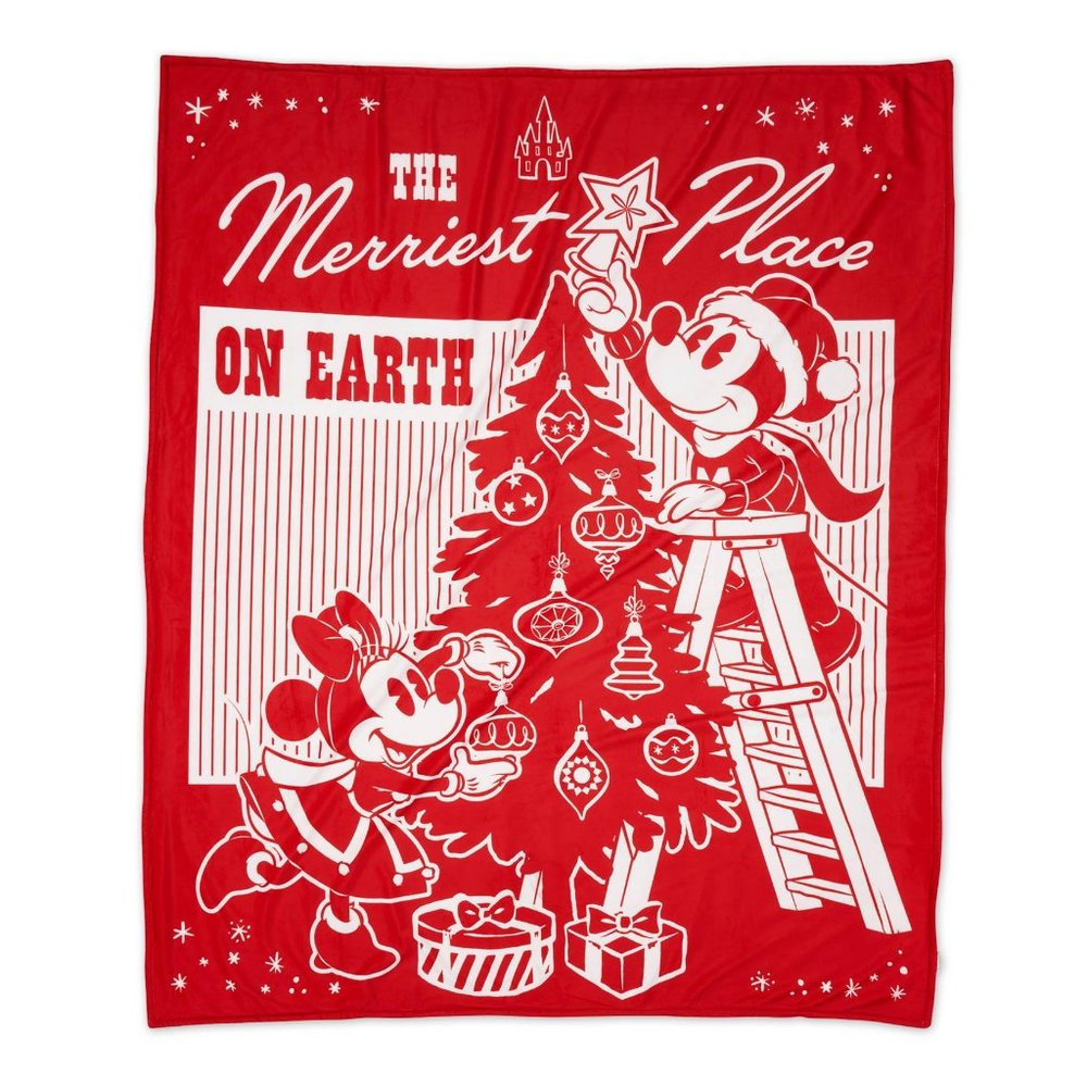 NWT Disney Mickey and Minnie Mouse Christmas Holiday Throw Blanket